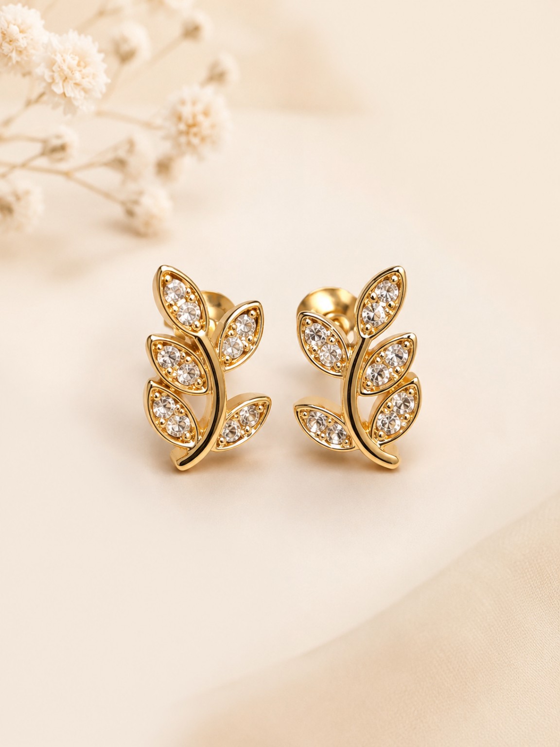 Leaf Crystal Earrings