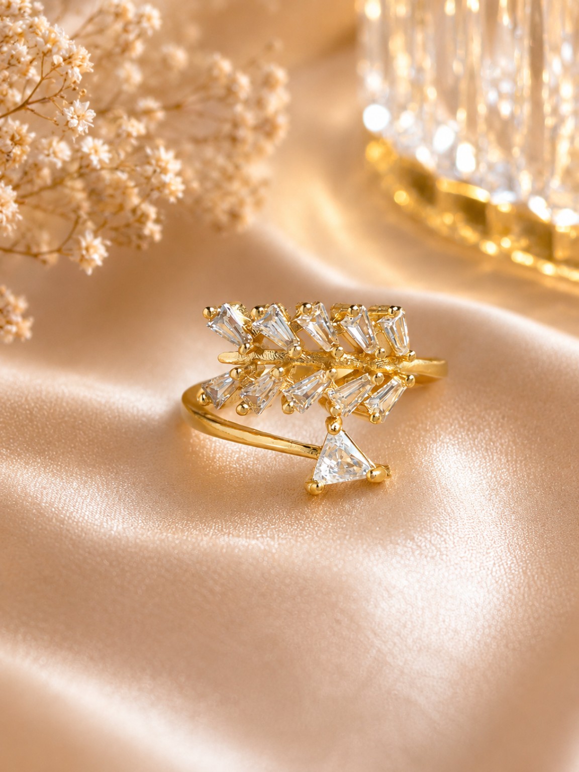 Crystal Leaf Ring
